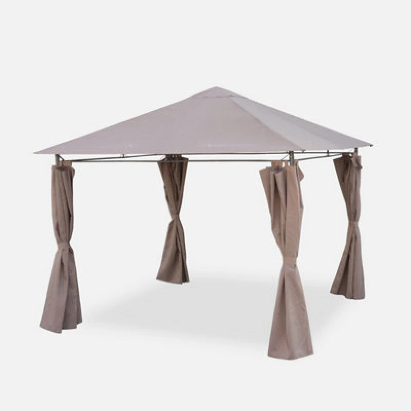 Image of Sweeek - Heavy Duty 3X3M Gazebo With Curtains Elusa Beige-Brown 299X299X262 Cm
