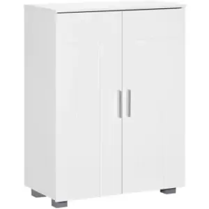 image of Modern Bathroom Cabinet, Freestanding Floor Cabinet w/ Storage, White - White - Kleankin