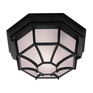 Image of Outdoor Black Hexagonal Flush Light