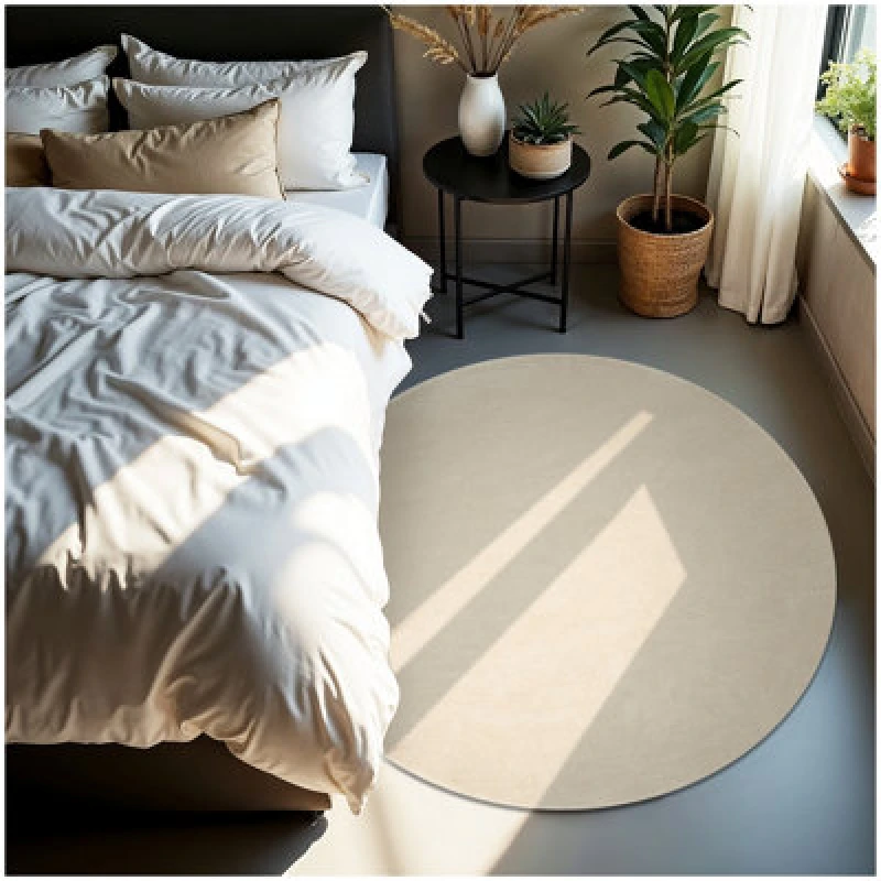 Image of Tectake Rug Zonelle - Short Pile And Ultra-Soft, Rectangular Or Round 120 Cm - Beige