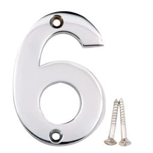 Image of Chrome Effect Brass House Number 6