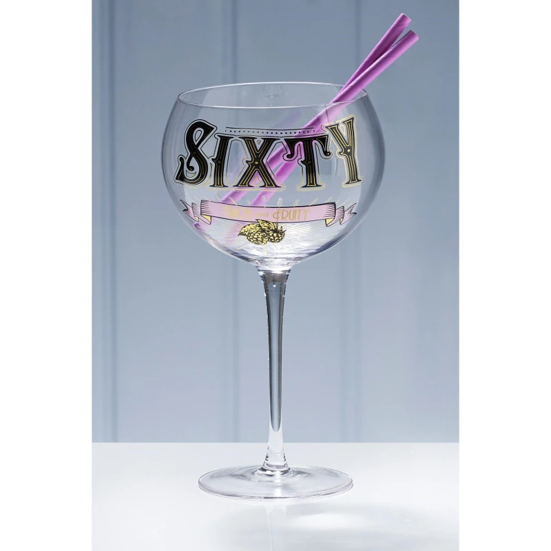 Image of Boxer Gifts 60th Birthday Gin Prohibition Glass Multi