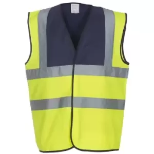 Image of Yoko Adults Unisex Two Tone Class 1 Reflective Jacket (3XL) (Navy/Hi-Vis Yellow) - Navy/Hi-Vis Yellow