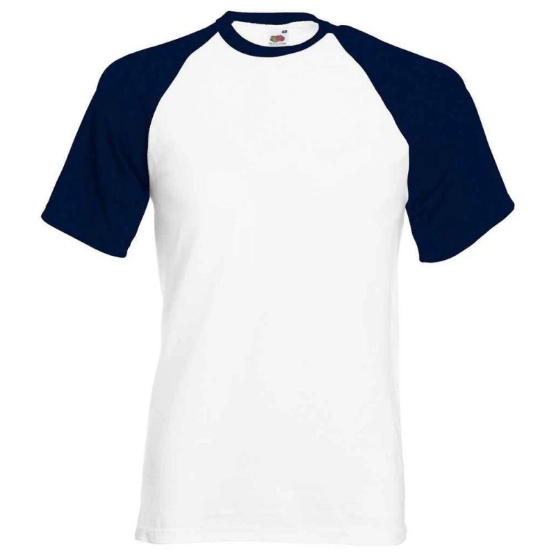 Image of Fruit Of The Loom Fruit of the Loom Men Contrast Panel Baseball T-Shirt in Light Grey Size: Small Light Grey S Male 5063527704290