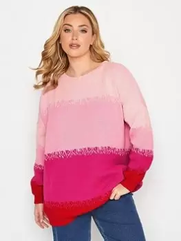 image of Yours Colour Block Jumper - Pink, Size 18-20, Women