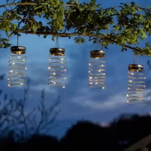 Image of 6 Pack Solar Power Hanging Spiral LED Lantern Lights Outdoor Garden Decor