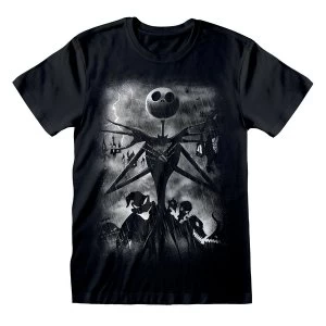 Image of Nightmare Before Christmas - Stormy Skies Unisex Large T-Shirt - Black