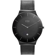 image of Black STORM XENU LEATHER SLATE BLACK' Fashion Watch - 47476/SL/BK