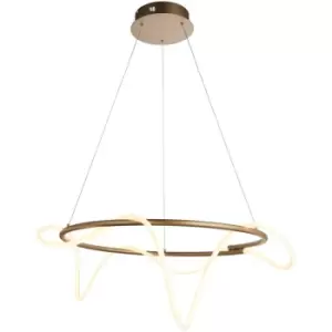 image of Hanging Ceiling Pendant Light Fitting - Satin Gold & White Silicone LED Tube