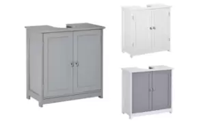 image of Kleankin Under-Sink Storage Cabinet: Grey and White