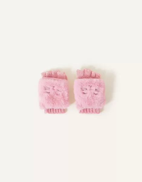 Image of Fluffy Faux Fur Cat Capped Gloves