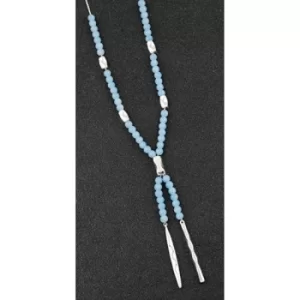 Image of Beadz Silver Plated Modern Half Bead Necklace Blue