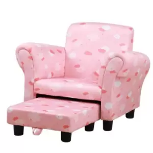 Image of Cute Cloud Star Childs Armchair With Footrest Pink