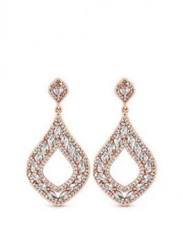 image of Jon Richard Rose Gold Plate Cubic Zirconia Open Pear Earring