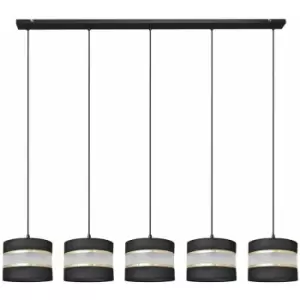 image of Helam Helen Straight Bar Pendant Ceiling Light Black, Gold 115cm