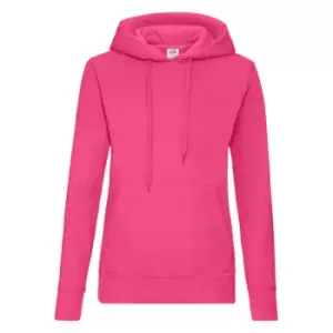 image of Fruit Of The Loom Ladies Lady Fit Hooded Sweatshirt / Hoodie (S) (Fuchsia)