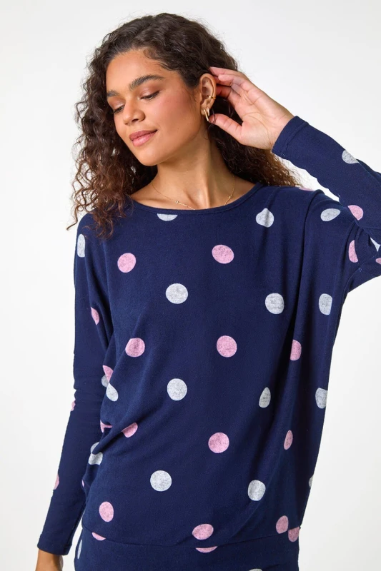 Image of Roman Spot Print Snit Top Navy