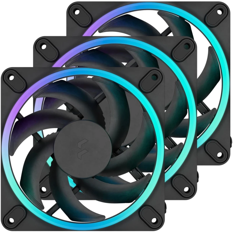 Image of Fractal Design Momentum 12 ARGB 12cm PWM Case Fans (3 Pack), 350-2200 RPM - Black - FD-F-MR1-1203