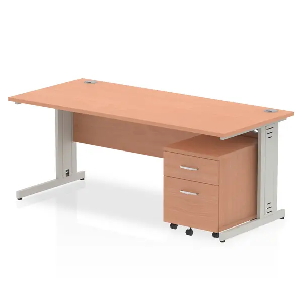 Image of Dynamic Office Solutions Impulse 1800mm Cable Managed Straight Desk With Mobile Pedestal MI000997
