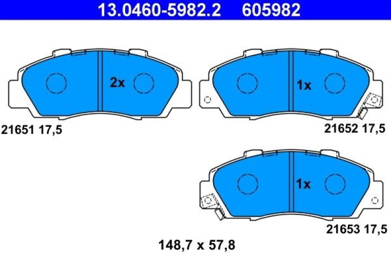 Image of ATE 13.0460-5982.2 Brake pad set with acoustic wear warning Brake Pad Set,disc brake (402)