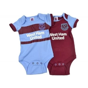 Image of West Ham Two Pack Body Suit Home and Away 0-3 Months