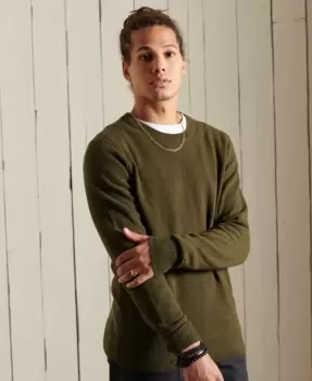 Image of Superdry Mens Lambswool Lightweight Crew Jumper Green / Rural Green - Size: Xxl
