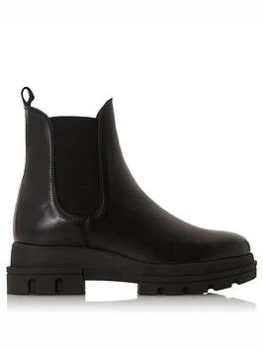 Image of Dune London Provense Leather Chunky Chelsea Ankle Boot - Black, Size 6, Women