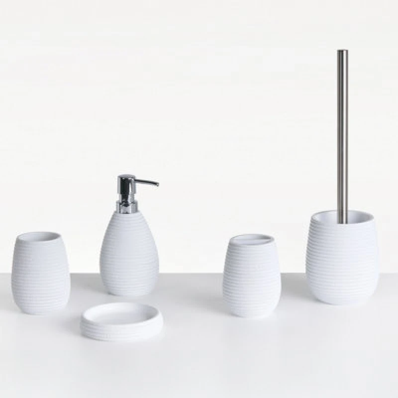 Image of Beliani 5 Piece Bathroom Accessories Set Quila White