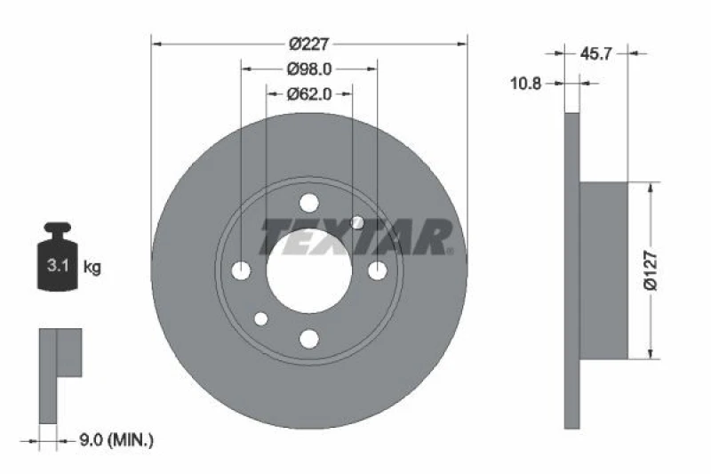Image of Brake disc TEXTAR 92019300
