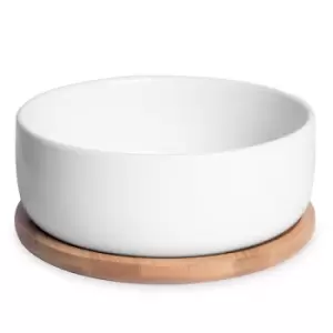 image of Ceramic Planter & Bamboo Base Round M&amp;W