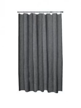 image of Aqualona Grey Slub Shower Curtain