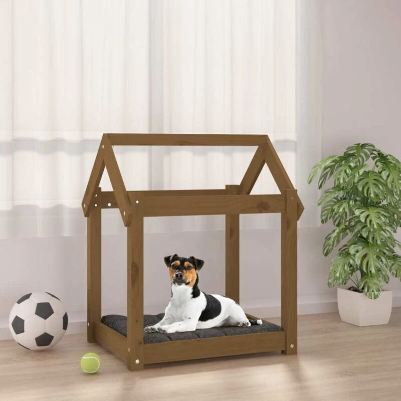 Image of VIDAXL Dog Bed Honey Brown 61x50x70cm Solid Wood Pine Vidaxl 8720287206972