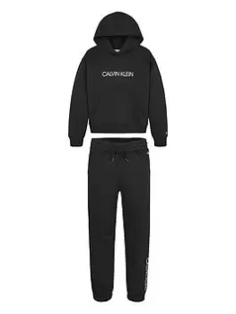 Image of Calvin Klein Jeans Boys Institutional Logo Hoodie Set - Black, Size Age: 12 Years