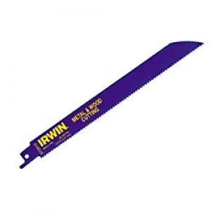 Image of IRWIN Sabre Saw Blade for Wood and Metal Cutting 810R 200 mm Pack of 5