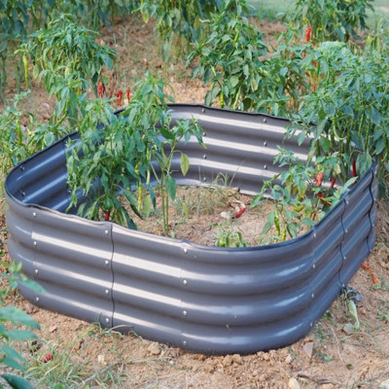Image of Gr8 Garden Grey Steel Raised Bed Planter Square Trough Box 120x120x30cm Grey