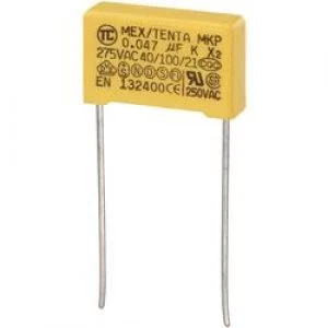Image of MKP X2 suppression capacitor Radial lead 0.047 uF 275 V AC 10 15mm L x W x H 18 x 5 x 11mm MKP X2