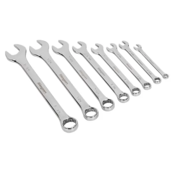 Image of Genuine SEALEY S0870 Combination Spanner Set 8pc Whitworth