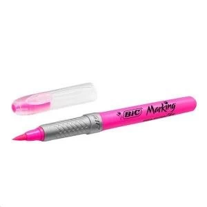 Image of Bic Marking Highlighter Flex Grip Pen Shaped Highlighter Pink Pack of