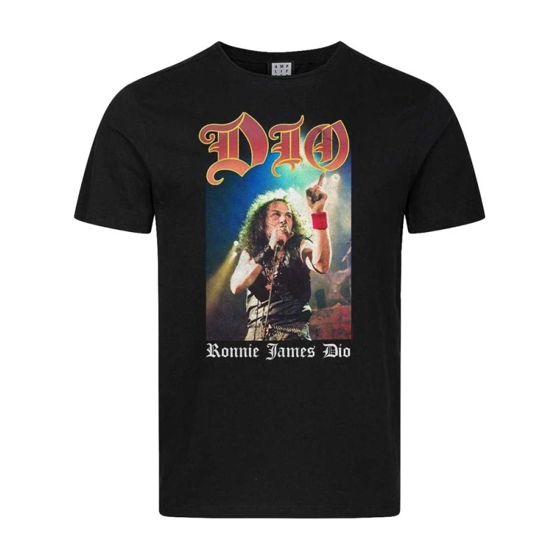 Image of Amplified Mens Ronnie James Dio Graphic Print Cotton T-Shirt in Black Size: Large Black Male L