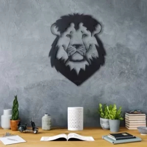 Image of Lion Head Black Decorative Metal Wall Accessory