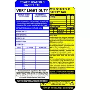 Image of Tower Scaffold Safety Tag Inserts, Pack of 10