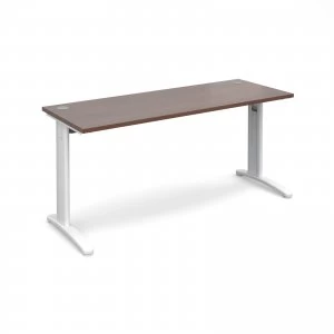 image of TR10 Straight Desk 1600mm x 600mm - White Frame Walnut Top