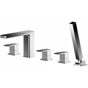 image of Nuie Windon 5-Hole Pillar Mounted Bath Shower Mixer Tap - Chrome