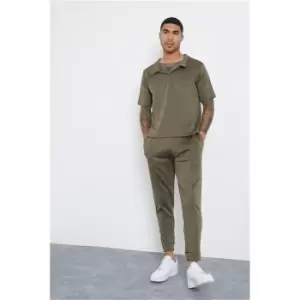 image of I Saw It First Khaki Scuba Polo & Jogger Set - Green