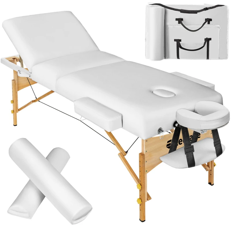 Image of tectake 3 Zone Massage Table Set Somwang in White White Unisex