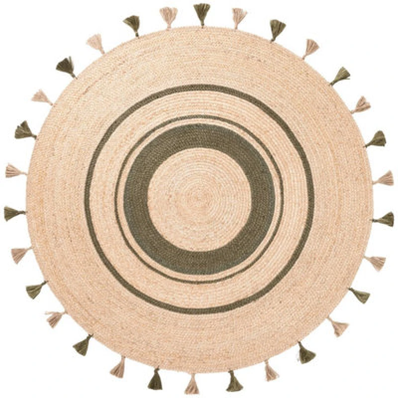 Image of THE RUGS Braided Jute Rug Round Basil Natural Handwoven Living Room Rug in Beige Size: 200cm diameter Beige Unisex 200cm diameter