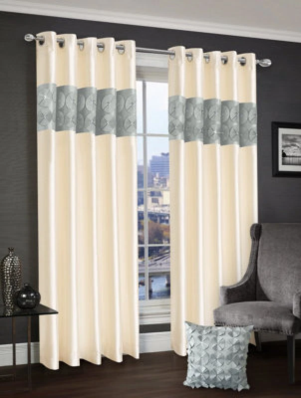 Image of Intimates Vogue 3D Floral Diamante Ready Made Eyelet Curtains in Silver Size: 168cm width x 229cm drop Silver Unisex 168cm width x 229cm drop