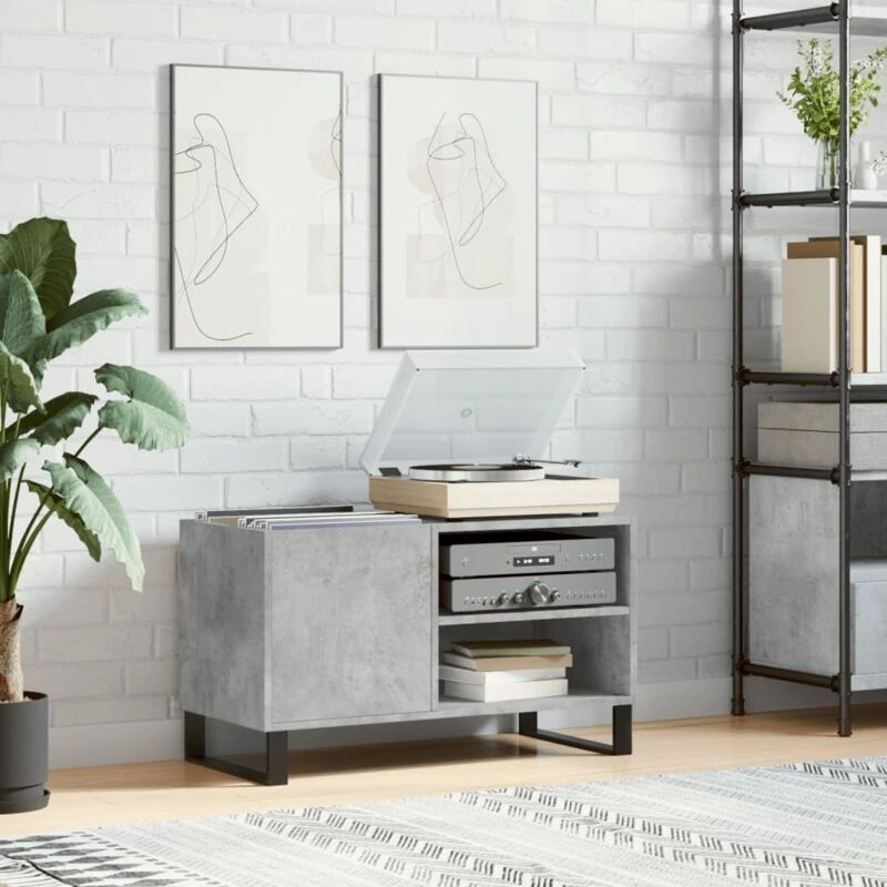 Image of VIDAXL Record Cabinet Concrete Grey 85x38x48cm Engineered Wood Vidaxl 8720845877231
