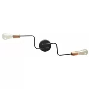 image of Helam Tube Multi Arm Semi Flush Ceiling Light Black, Copper 54cm