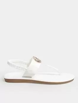 image of Yours Extra Wide Fit Double Ring Toe Post Sandal White, Size 10Eee, Women